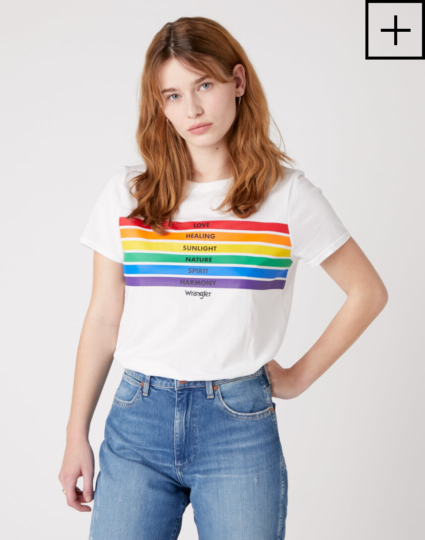 pride rainbow tee in white
